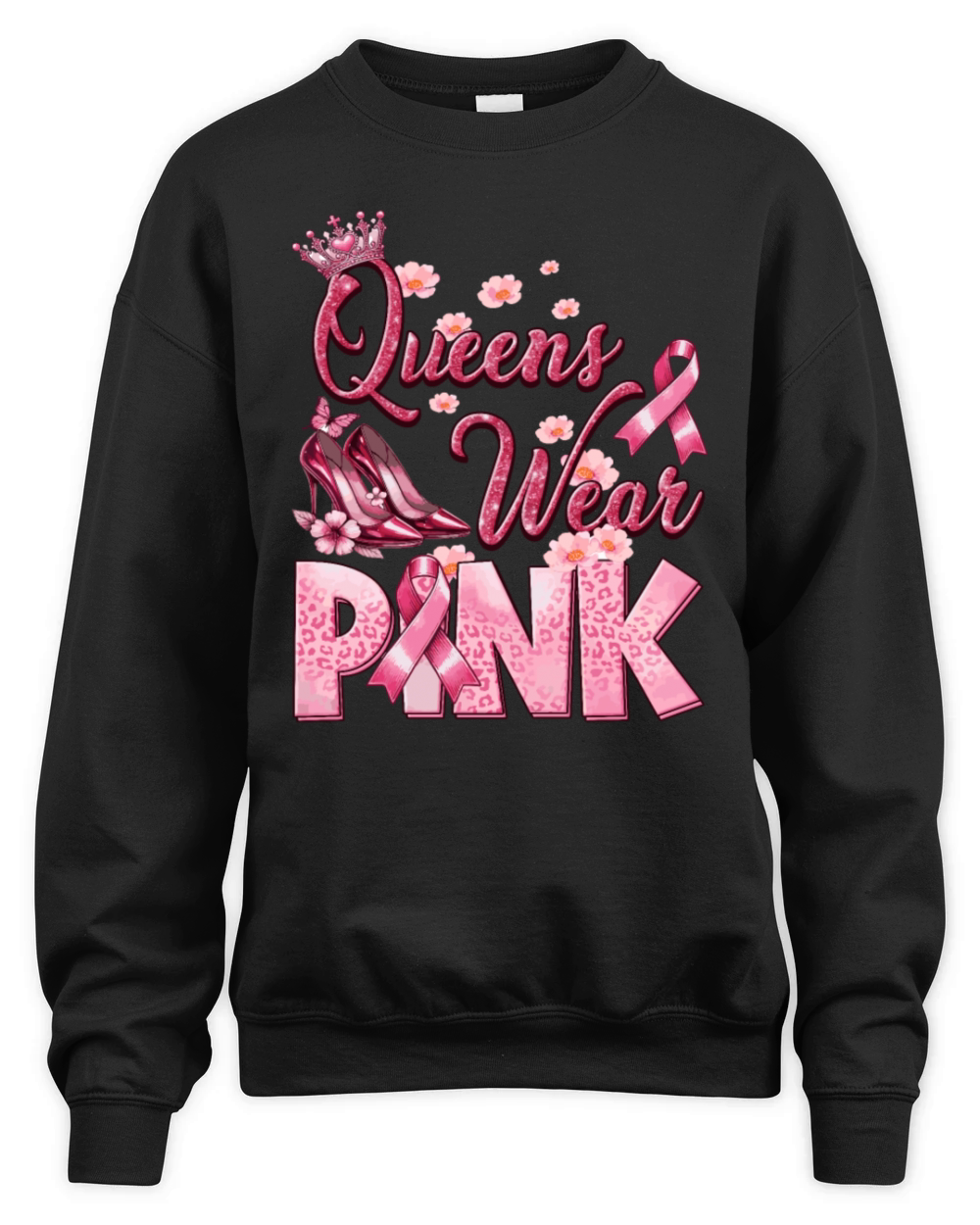 Queens Wear Pink Breast Cancer Awareness Month Unisex Premium Crewneck Sweatshirt