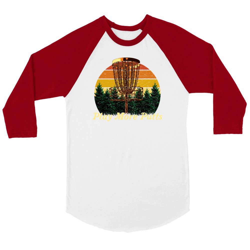 Play More Putts Disc Golf Sports Golfer Games Sayi Unisex ¾ sleeve Raglan T-shirt