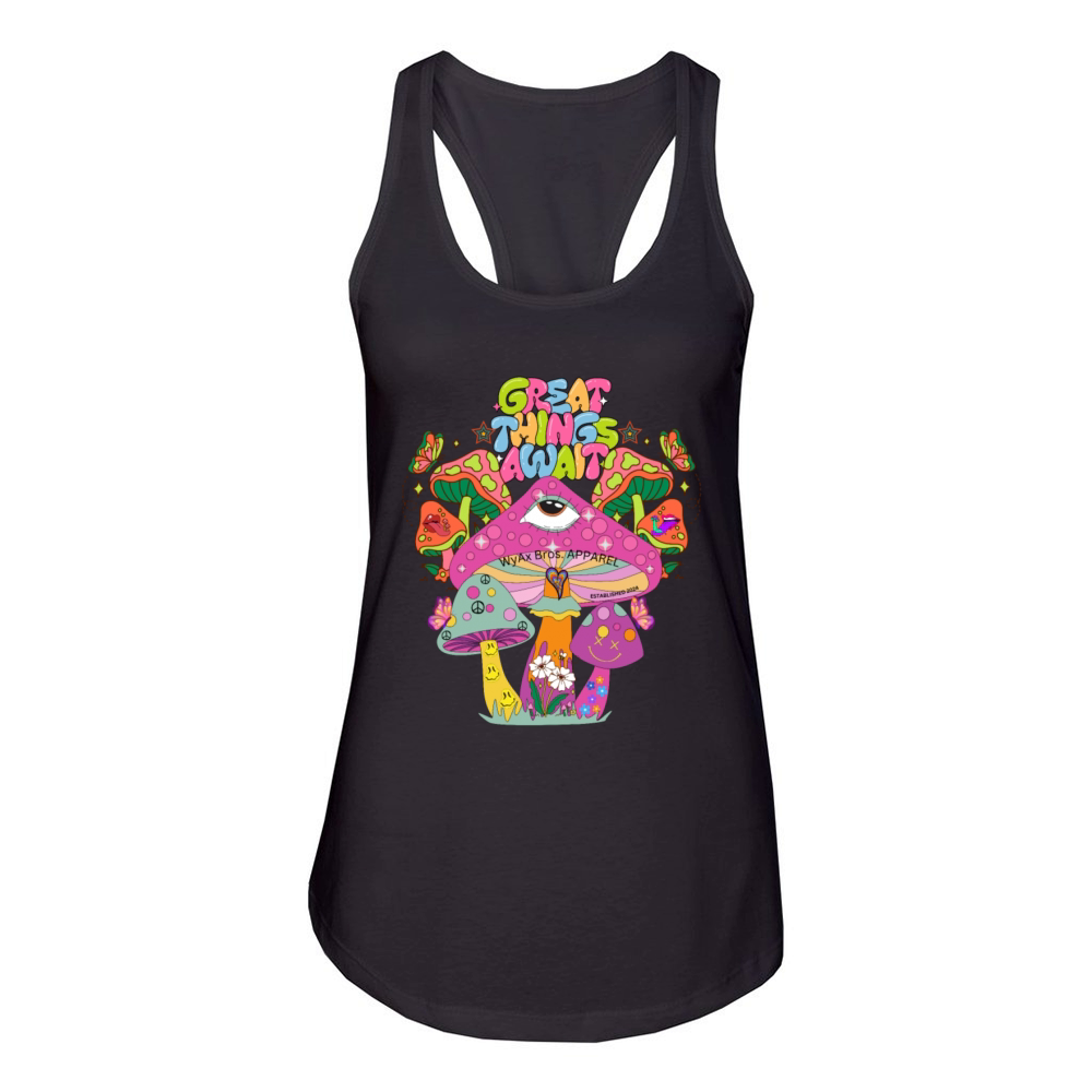 great things await Women's Racerback Tank