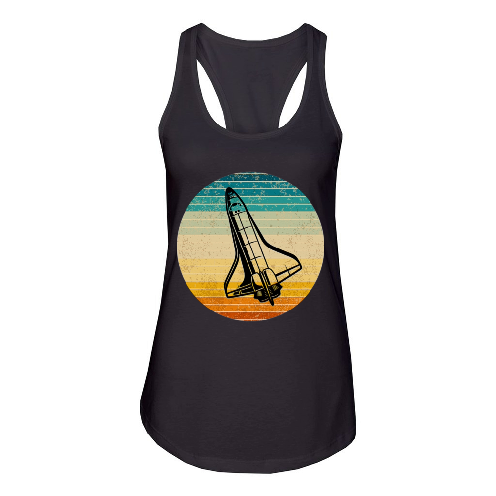 Retro Astronaut Vintage Rocket Space Ship Women's Racerback Tank