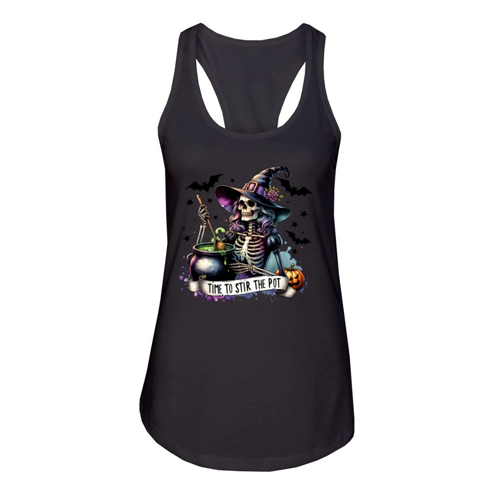 Vintage Halloween Vibes with Witchcraft Charm Women's Racerback Tank