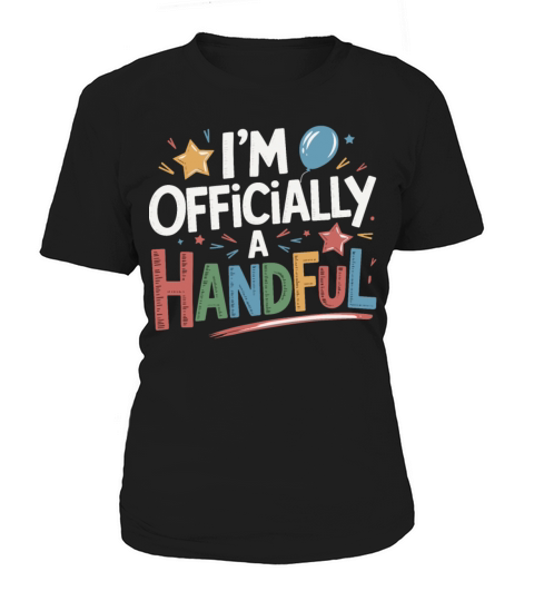Officially a Handful Fun Party Twin Matching Quote Women's T-Shirt