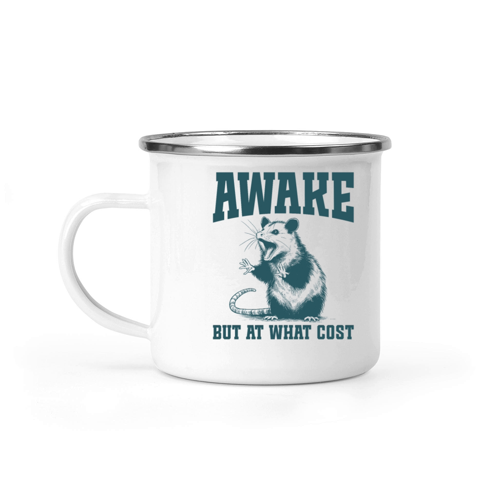 Awake Angry Opossum Vintage Camping Mug