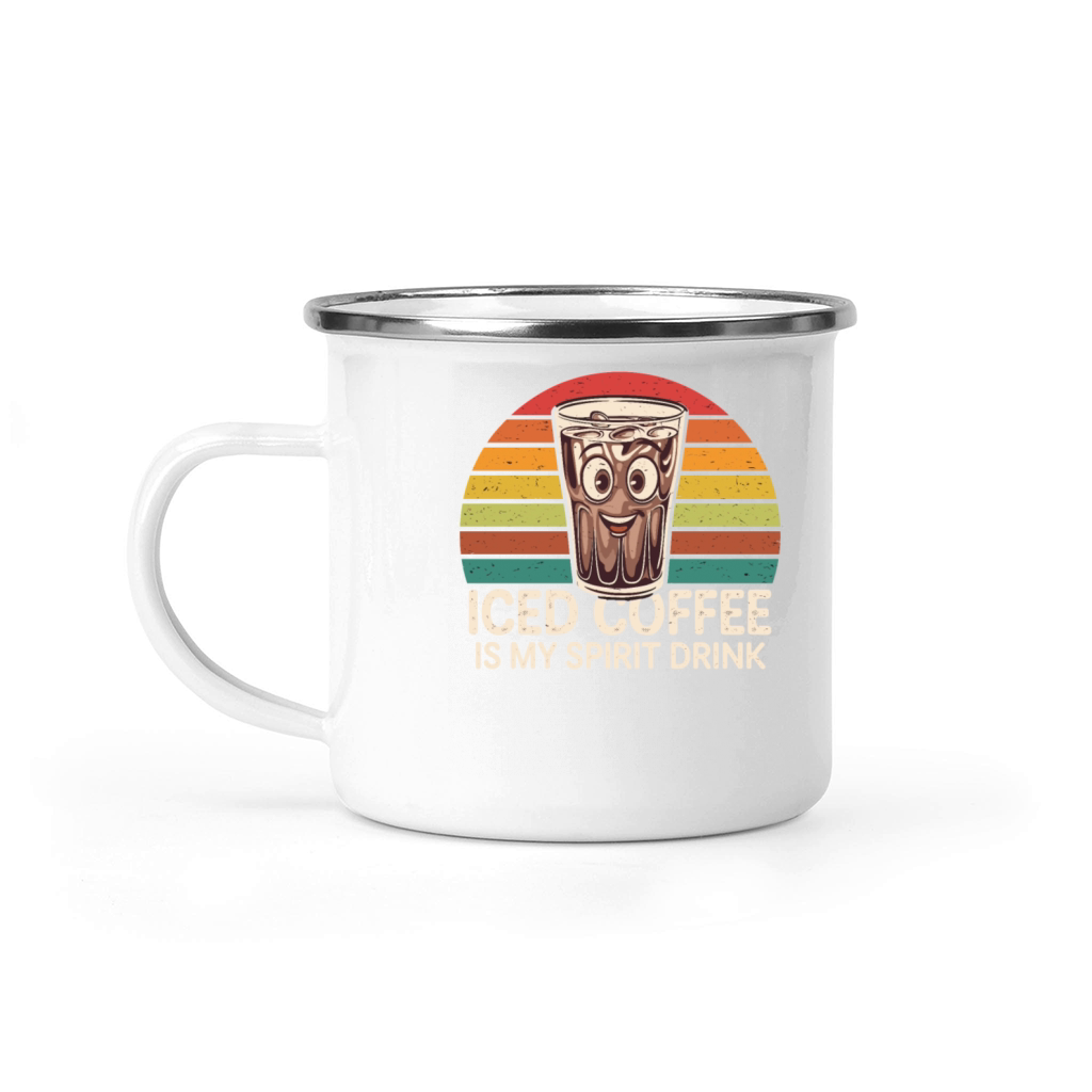 Iced Coffee Is My Spirit Drink Retro Camping Mug