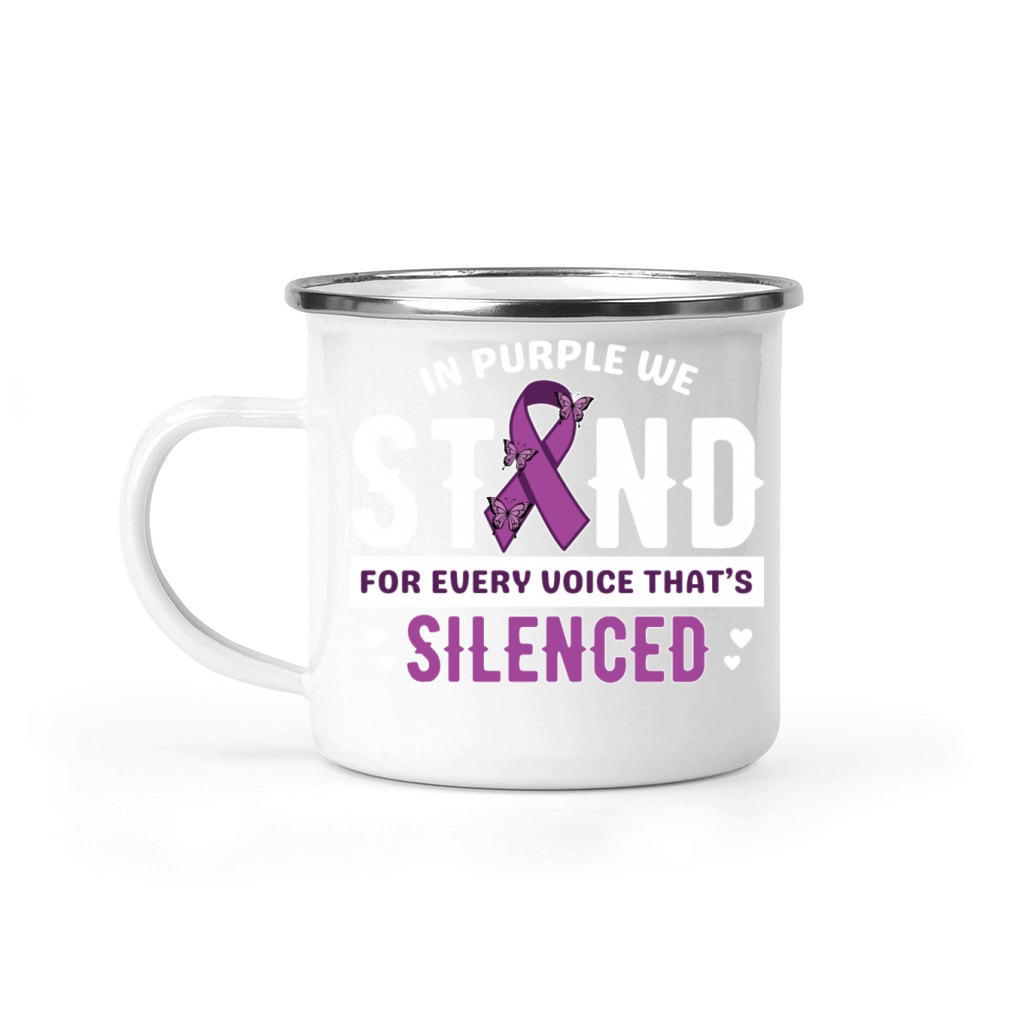 Purple ribbon Violence Awareness shirt design Camping Mug