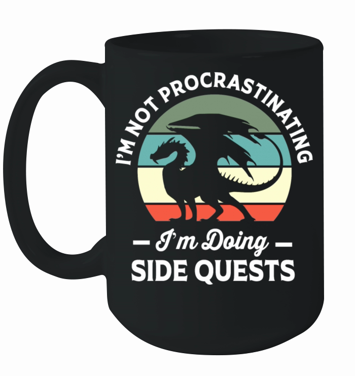 Gamer Retro Dragon Not Procrastinating Side Quest Ceramic Mug