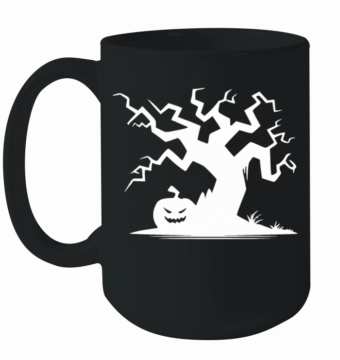 Spooky Halloween Haunted Tree With Pumpkin Ceramic Mug