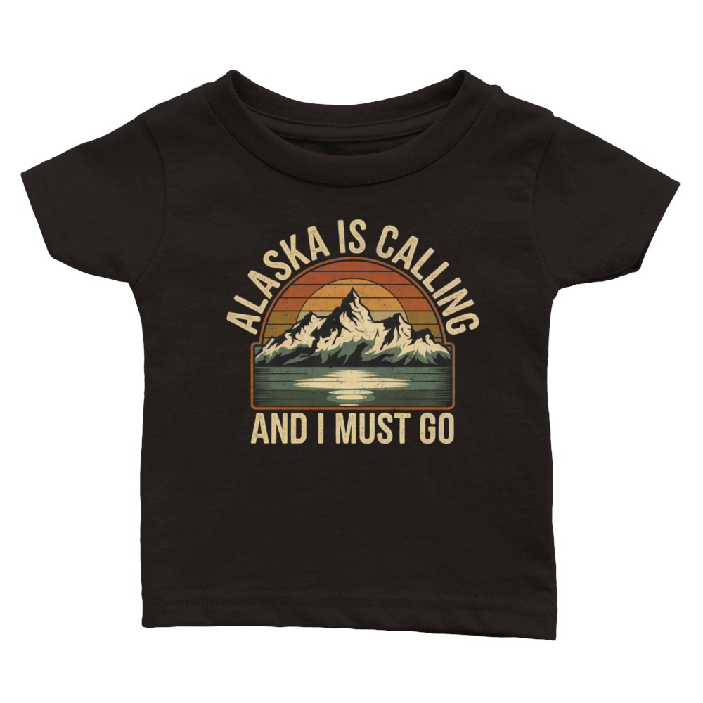 Alaska Is Calling Vintage Mountains Vacation Classic Baby Crewneck T-shirt