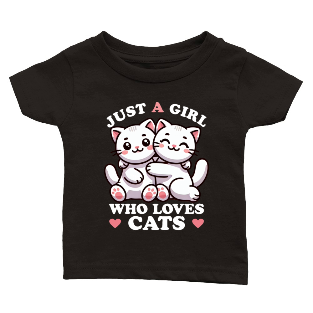 Just a Girl who Loves Cats Women Cat Lover Classic Baby Crewneck T-shirt