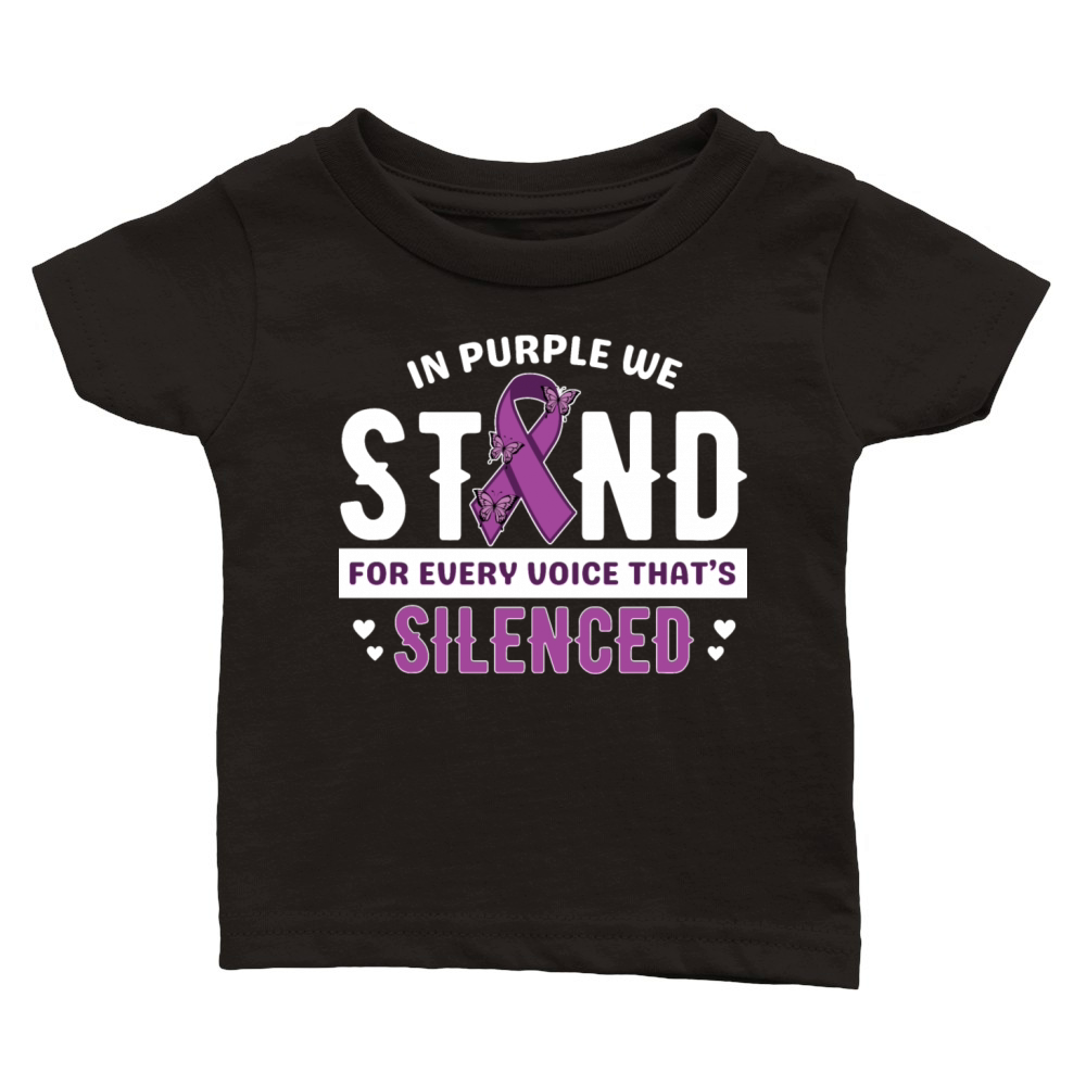 Purple ribbon Violence Awareness shirt design Classic Baby Crewneck T-shirt