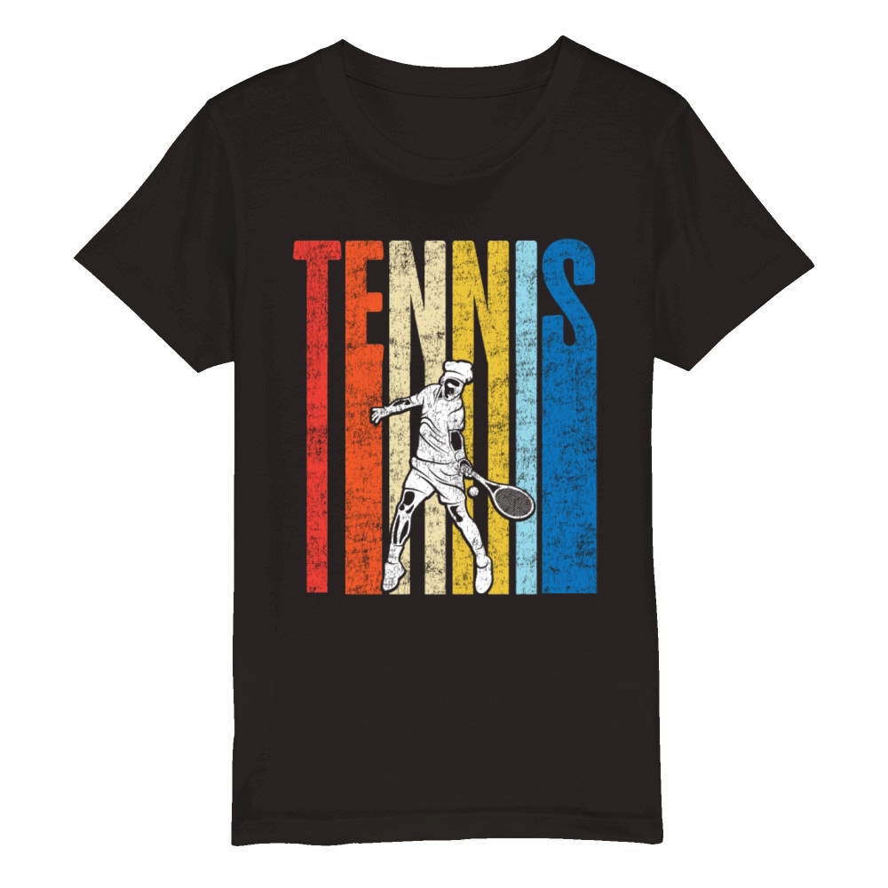Funny Tennis Player Racket Retro Organic Kids Crewneck T-shirt