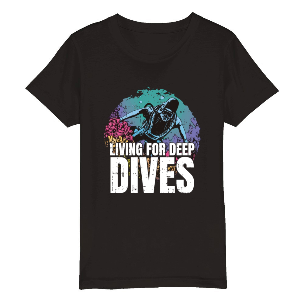 Living for Deep Dives Organic Kids Crewneck T-shirt