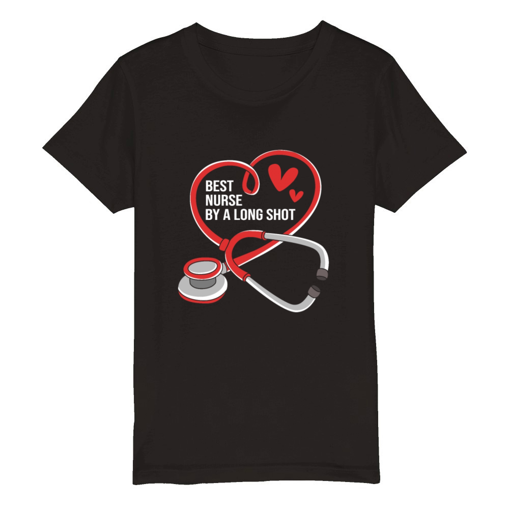 Stethoscope Design Funny Nursing Humor Male Nurse Organic Kids Crewneck T-shirt