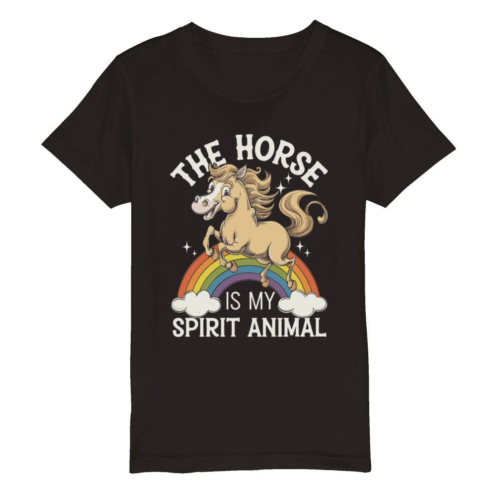 The Horse Is My Spirit Animal Rainbow Organic Kids Crewneck T-shirt
