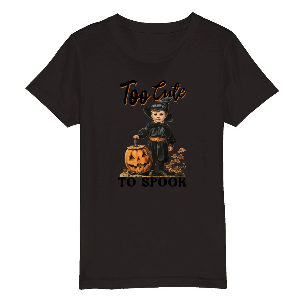 Too Cute To Spook - Vintage Halloween Organic Kids Crewneck T-shirt