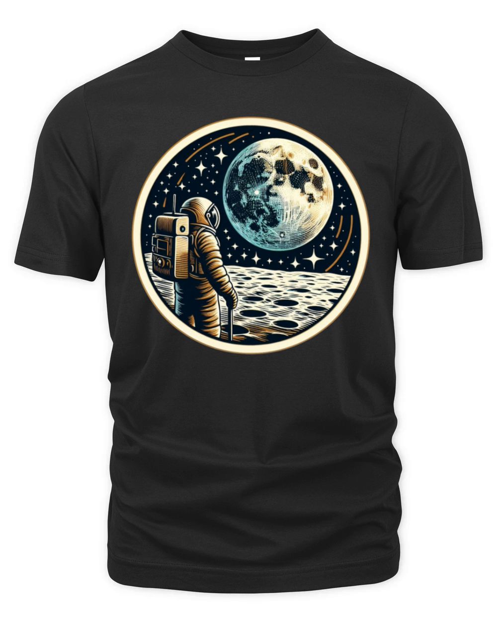 Retro astronaut watching stars space adventure Organic Unisex T-shirt