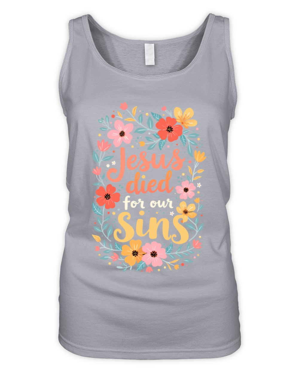 Jesus Died For Our Sins Flower Floral - Christian Organic Women's Tank Top