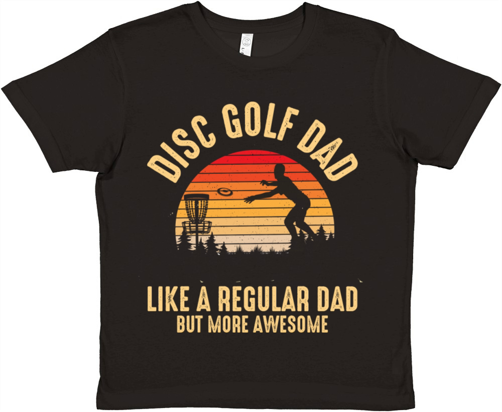 Disc Golf Dad design retro sunset disc golfing Premium Kids Crewneck T-shirt