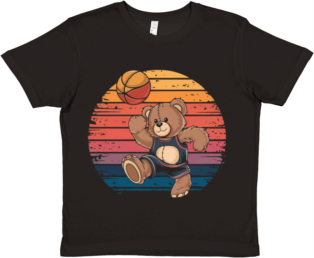Teddy bear plays basketball vintage Premium Kids Crewneck T-shirt