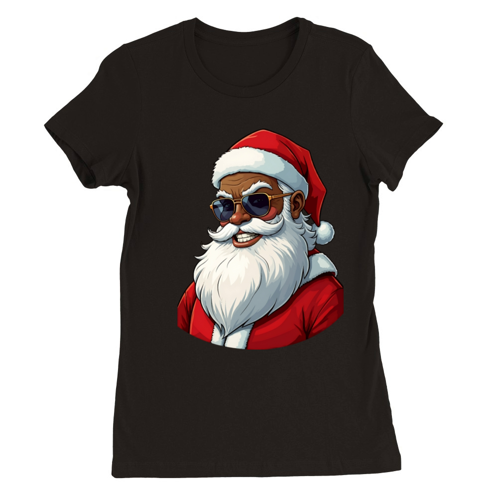 Cool Black Santa Premium Womens Crewneck T-shirt