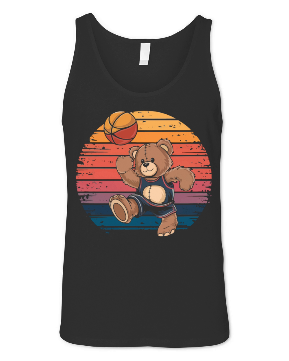 Teddy bear plays basketball vintage Unisex Jersey Tank