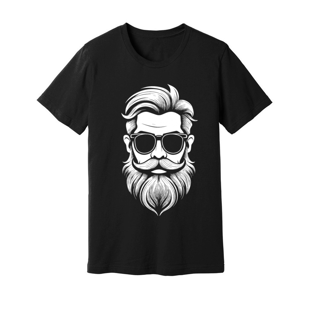 a Bearded and mustachioed mans face Unisex Jersey Tee