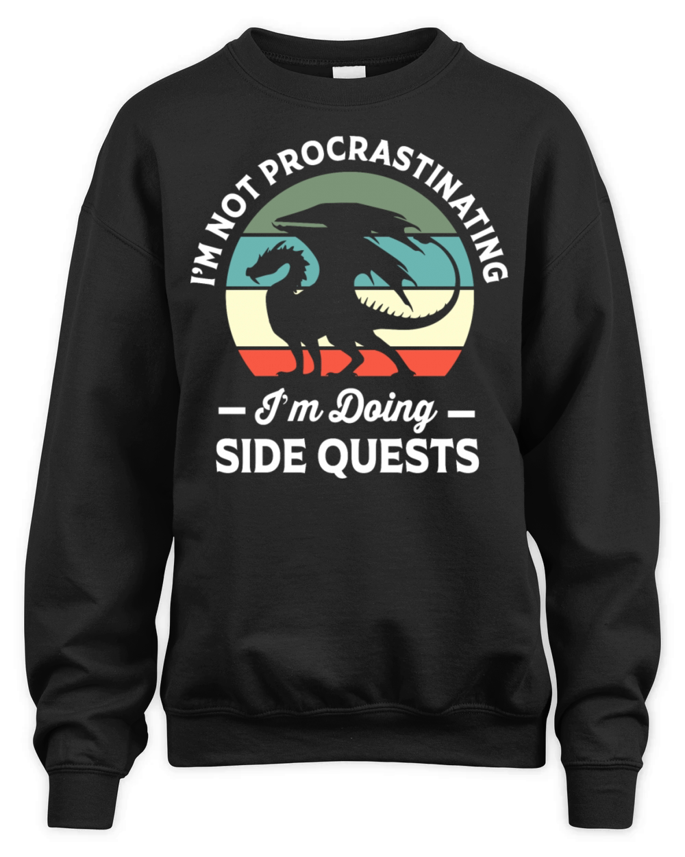 Gamer Retro Dragon Not Procrastinating Side Quest Unisex Premium Crewneck Sweatshirt