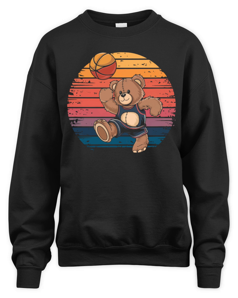 Teddy bear plays basketball vintage Unisex Premium Crewneck Sweatshirt