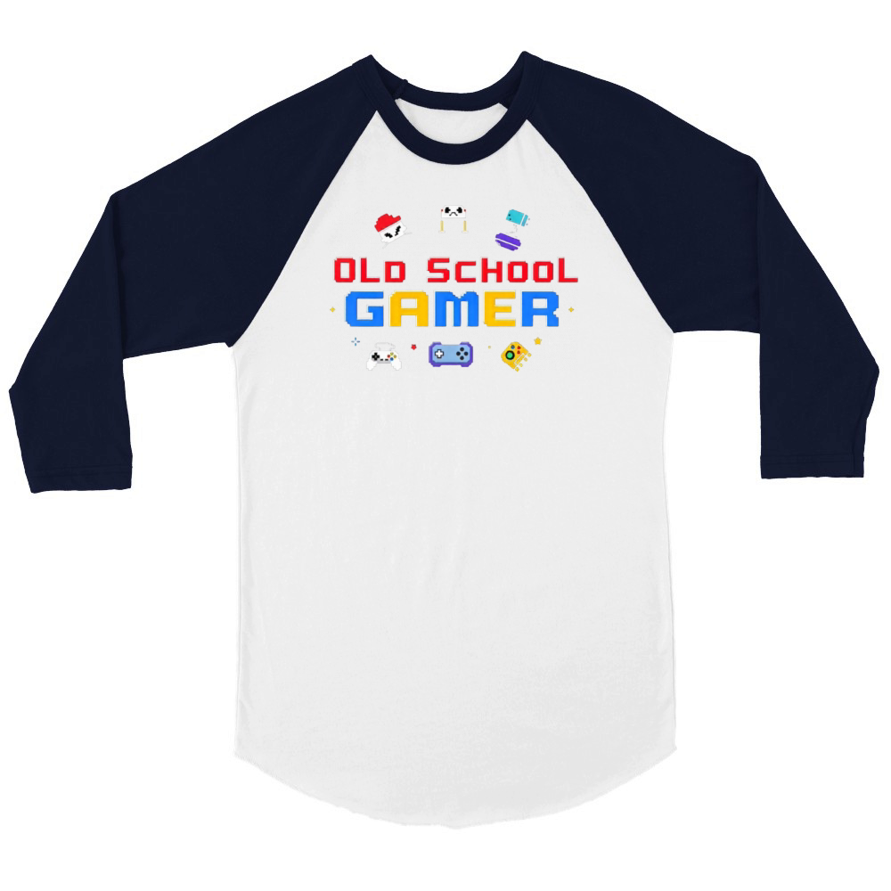 Old School Gamer Retro Gaming Motif 1 Unisex ¾ sleeve Raglan T-shirt