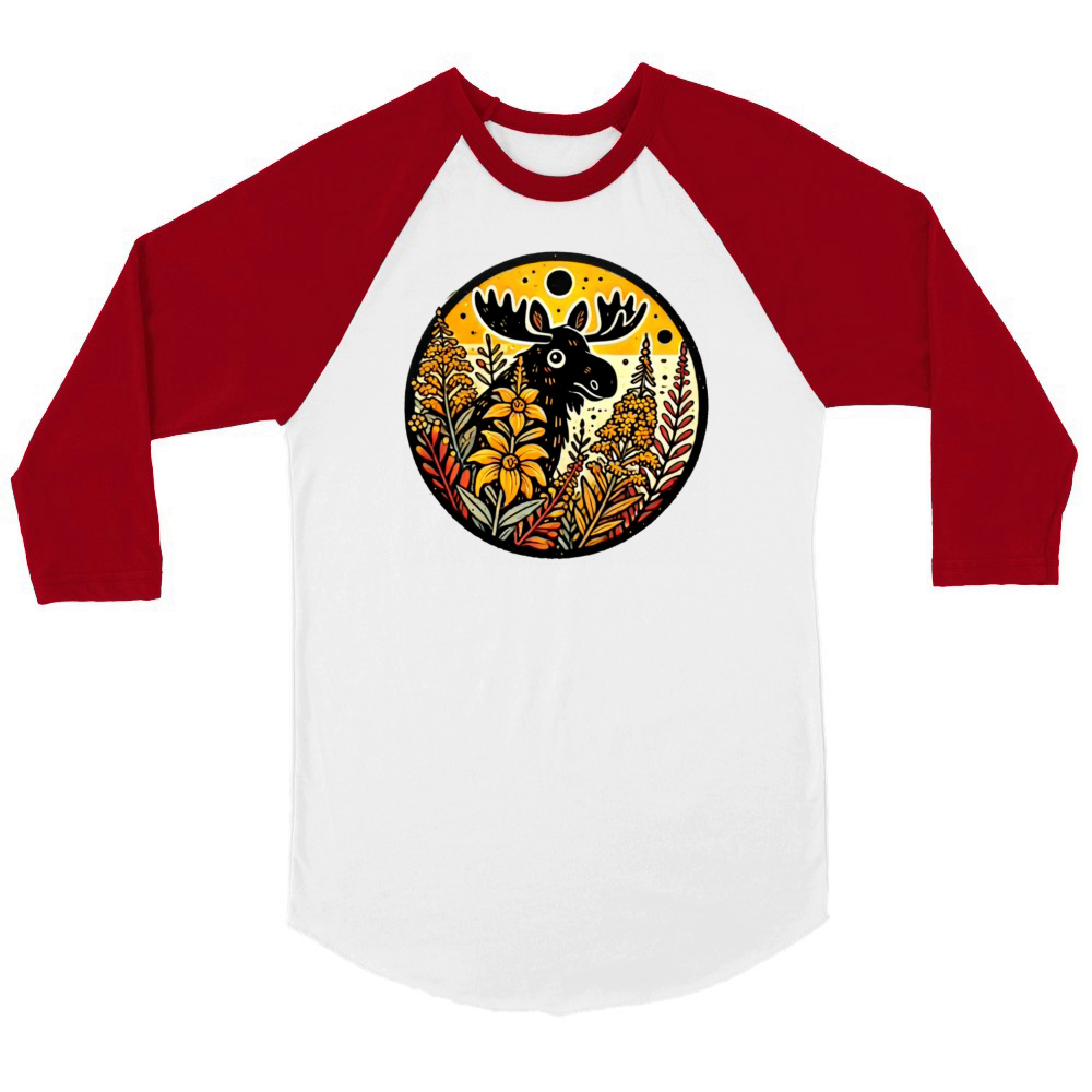Retro Moose Unisex ¾ sleeve Raglan T-shirt