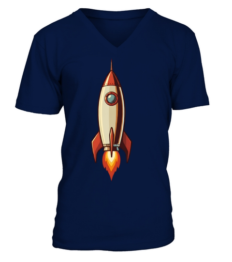 Retro Rocket Ship V-Neck T-shirt