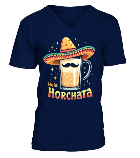 Vintage Retro Style Horchata Mexican Drink Summer V-Neck T-shirt