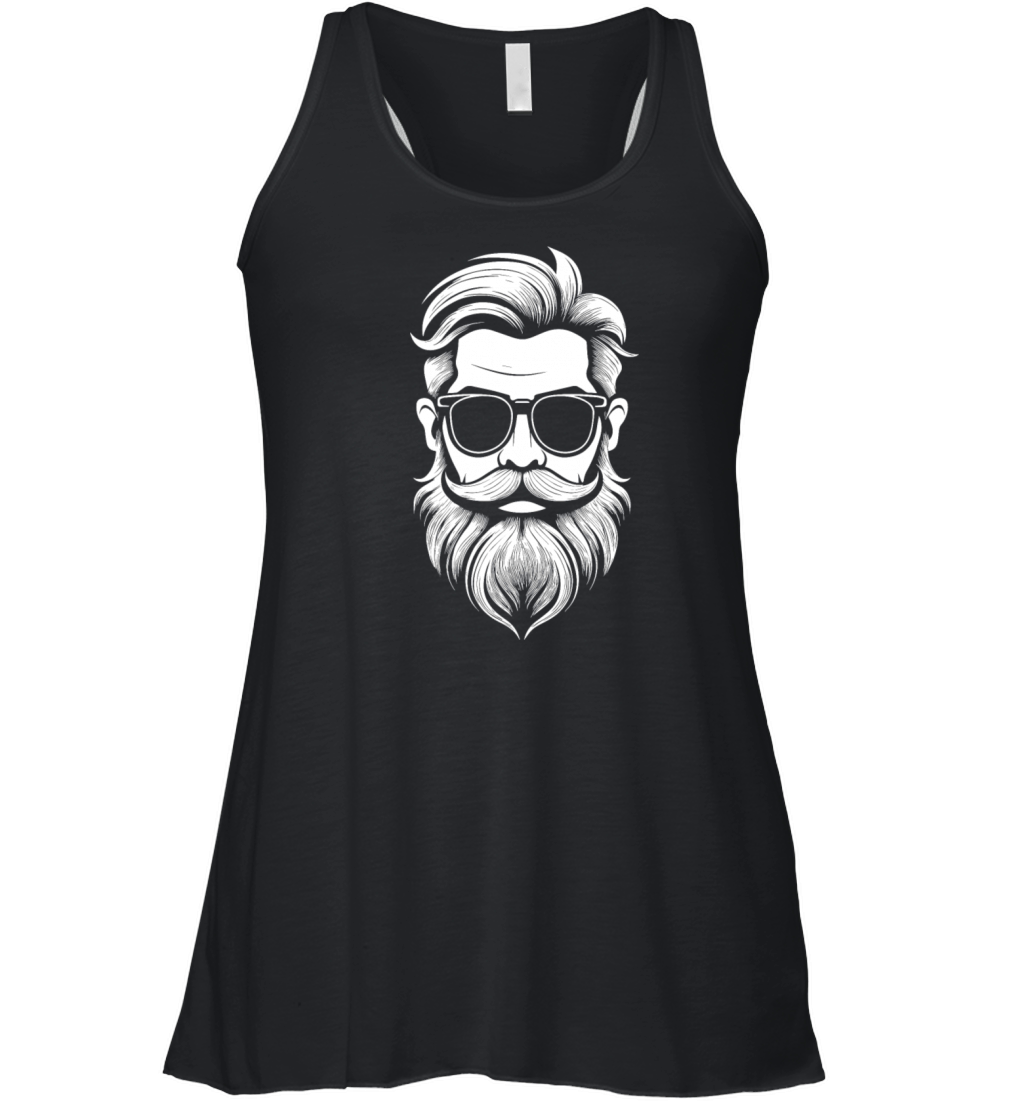 a Bearded and mustachioed mans face Women's Flowy Tank Top