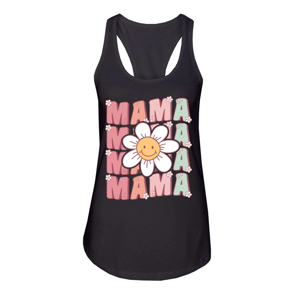 Cute Groovy Mama Retro Daisy Flower Women's Racerback Tank