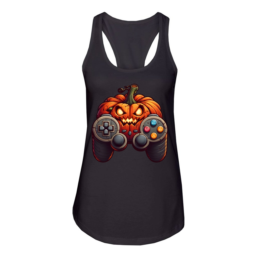 Halloween Jack O Lantern Pumpkin Game Controller Women's Racerback Tank