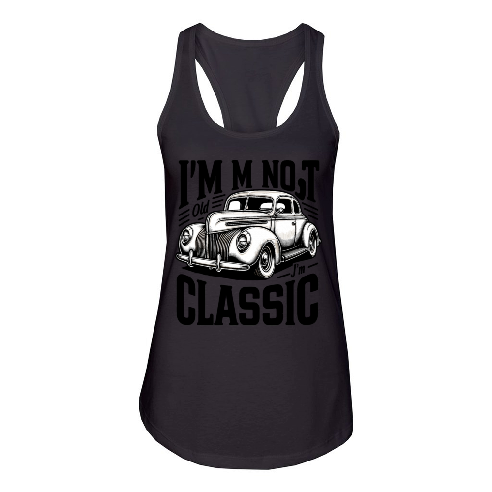 Vintage Retro Classic Car Illustration Art Women's Racerback Tank