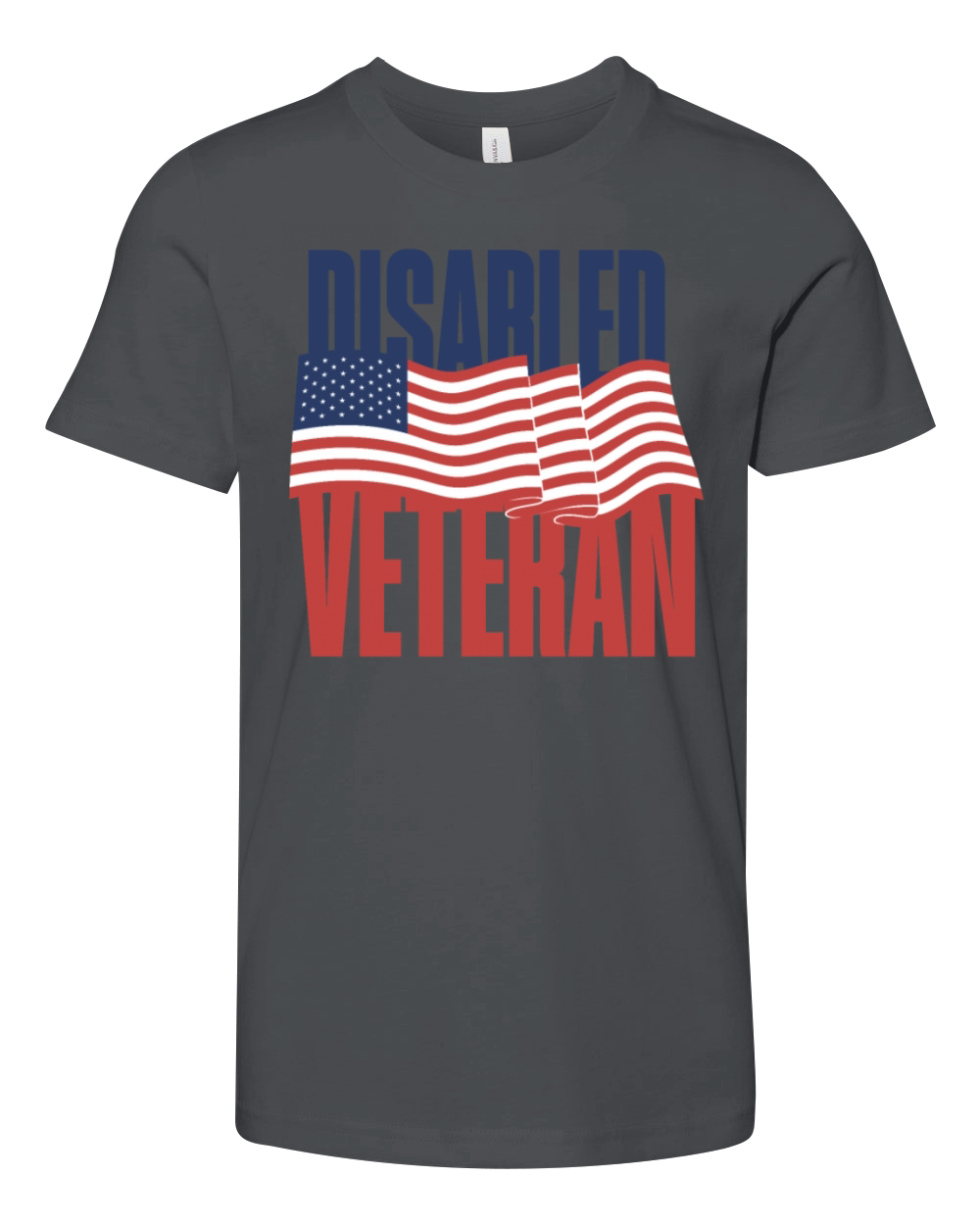 Disabled Veteran Proud Patriotic American Flag USA Youth Unisex Jersey Tee
