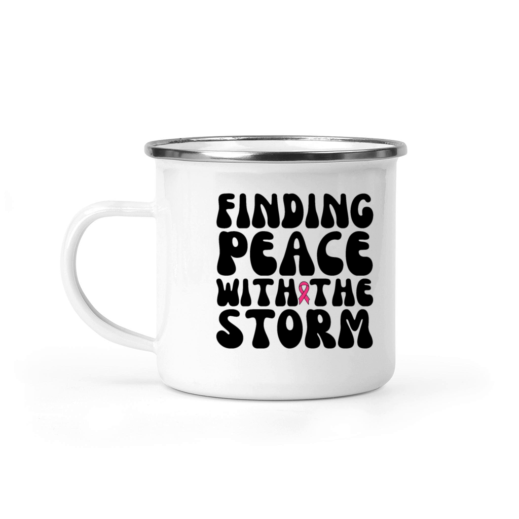 Finding Peace With The Storm Breast Cancer Camping Mug