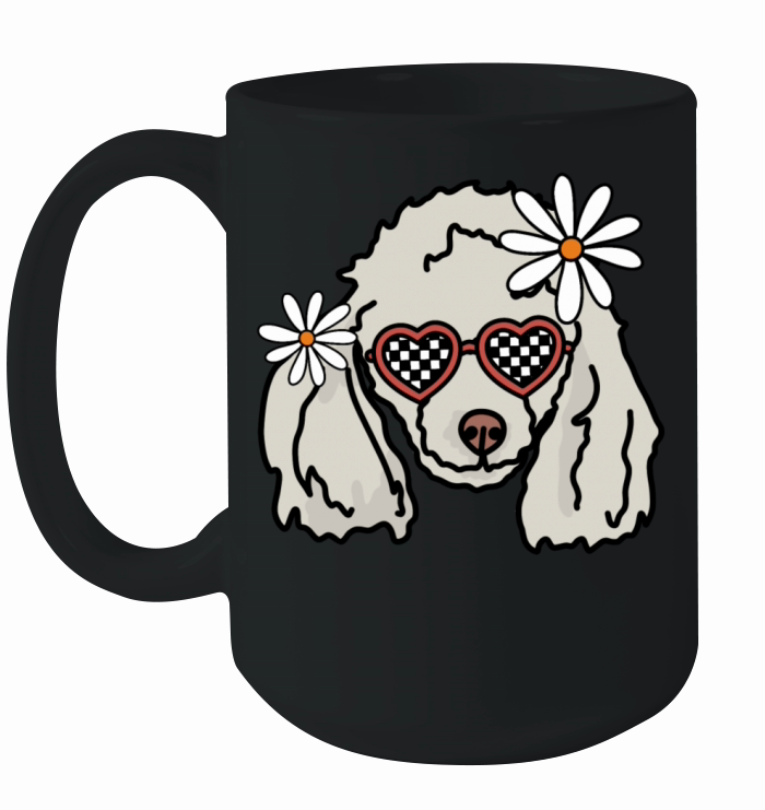Poodle White Retro Dog Ceramic Mug
