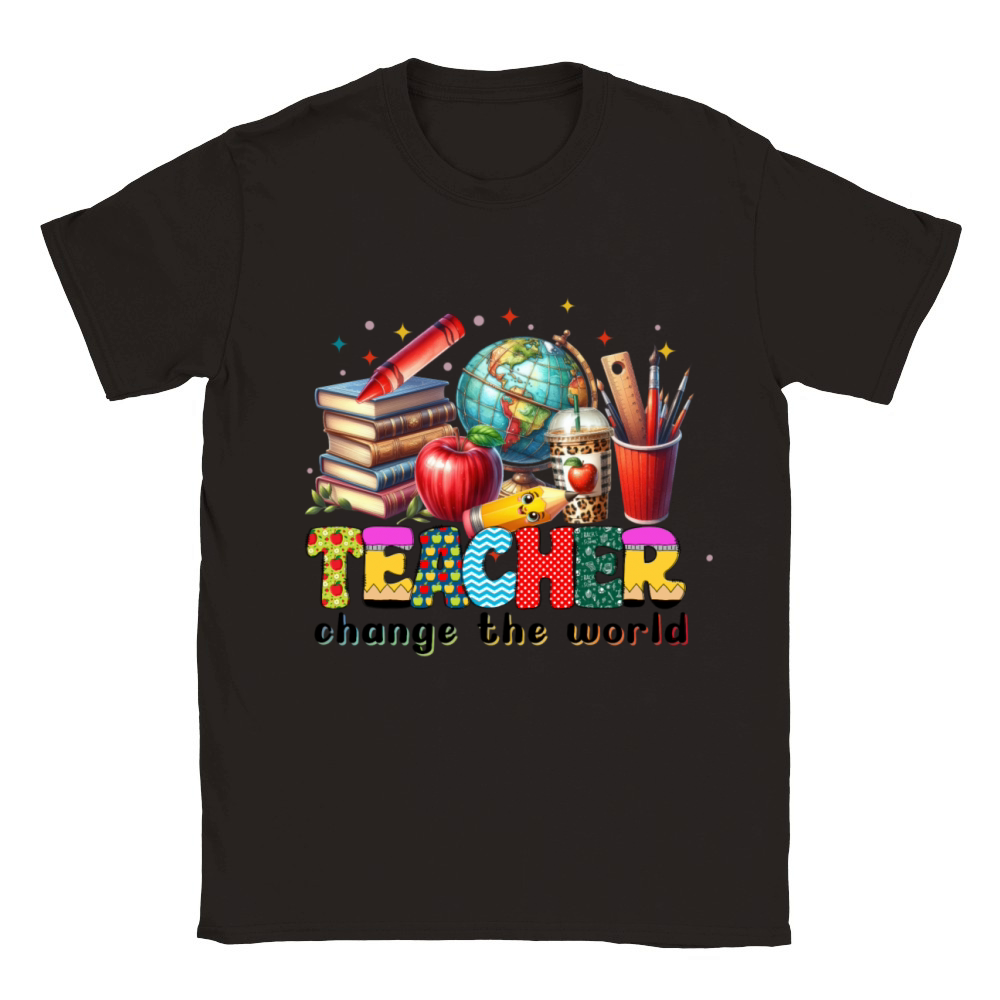 Teacher Change The World Classic Kids Crewneck T-shirt
