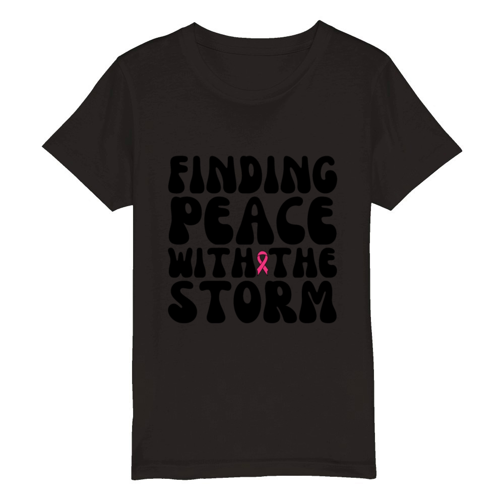 Finding Peace With The Storm Breast Cancer Organic Kids Crewneck T-shirt