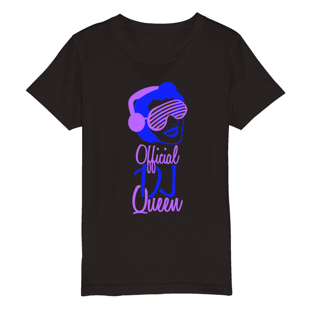 Official DJ Queen Party Retro Vintage Head Face Organic Kids Crewneck T-shirt