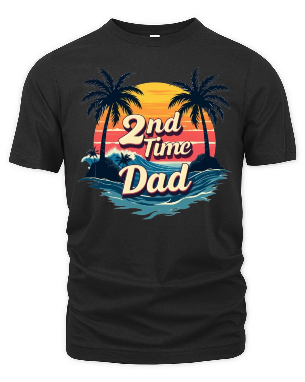 Vintage Retro Sunset 2nd Second Time Dad est 2024 Organic Unisex T-shirt