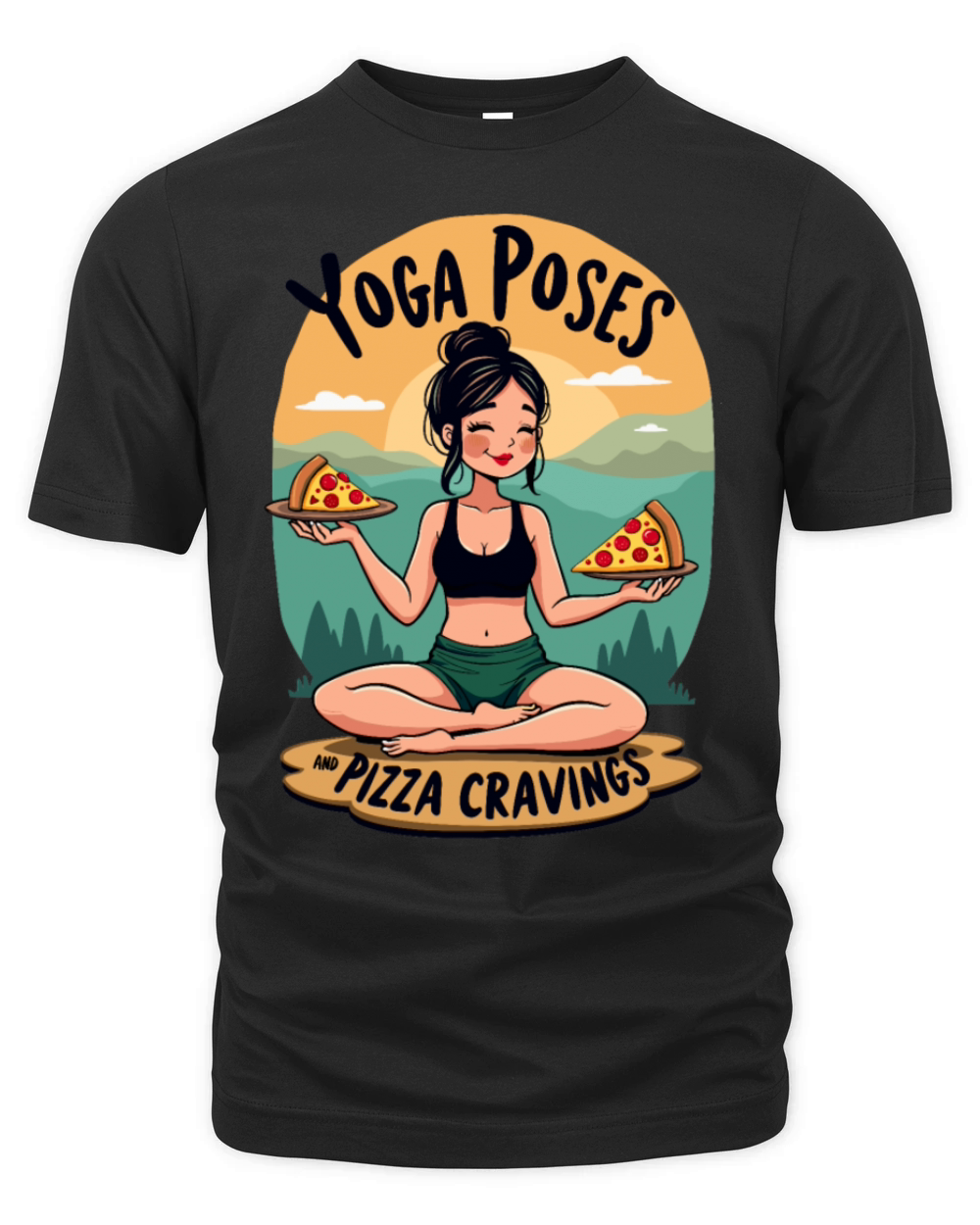 Yoga Poses and Pizza Cravings - Fitness Humor Organic Unisex T-shirt
