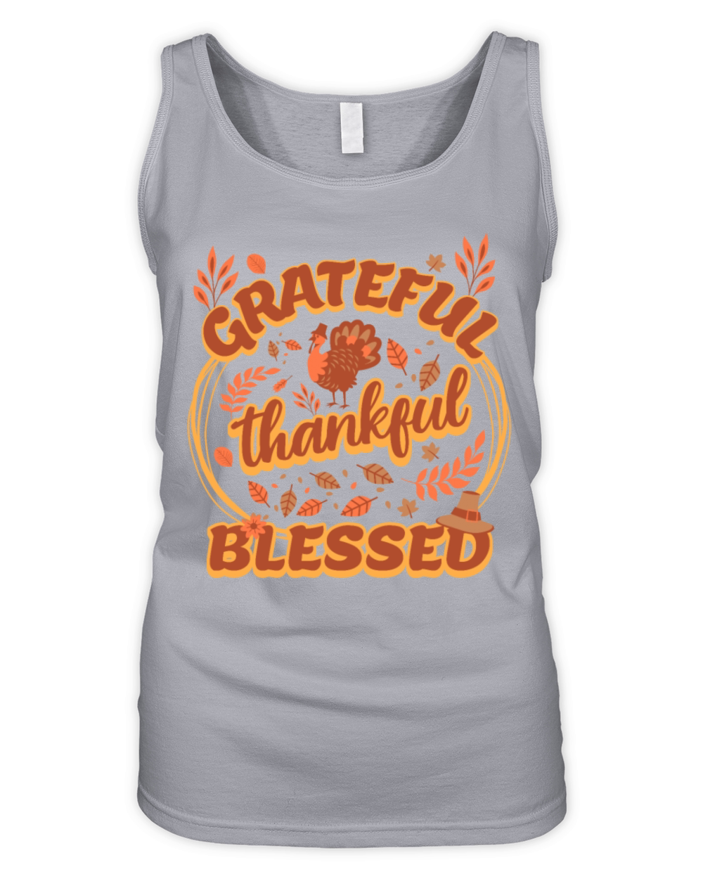 Grateful Thankful Blessed Cute Thanksgiving 2024 Organic Women's Tank Top