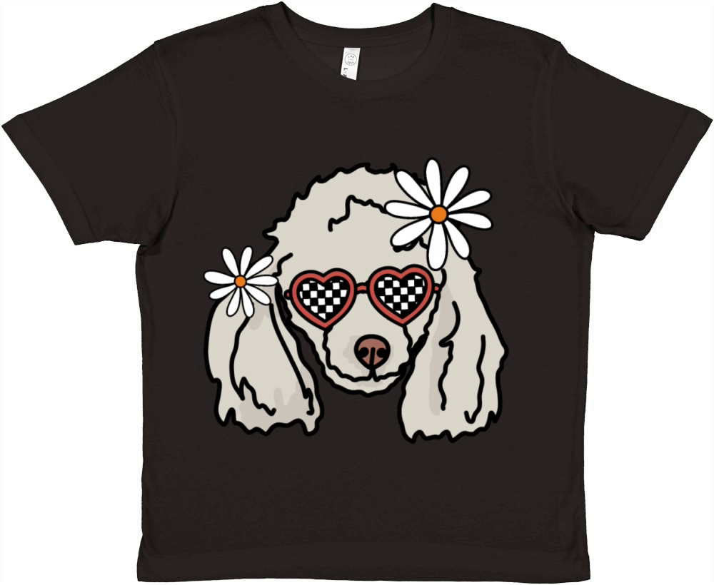 Poodle White Retro Dog Premium Kids Crewneck T-shirt