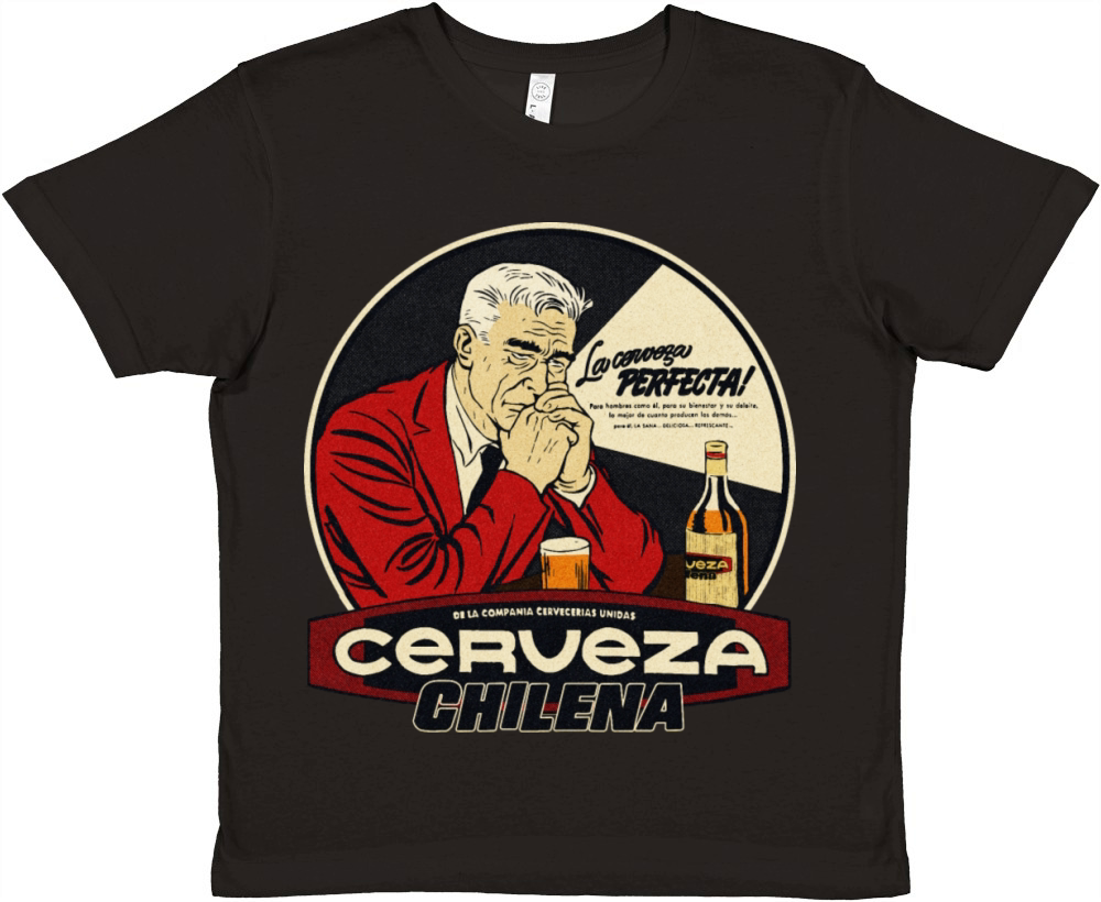 Vintage Chile Cerveza Gentleman Advert Premium Kids Crewneck T-shirt