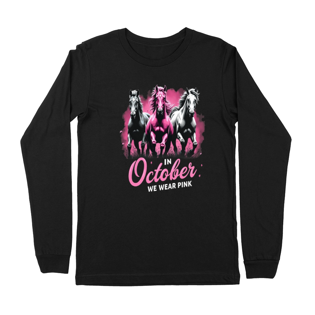 Horses for October Breast Cancer Premium Long Sleeve