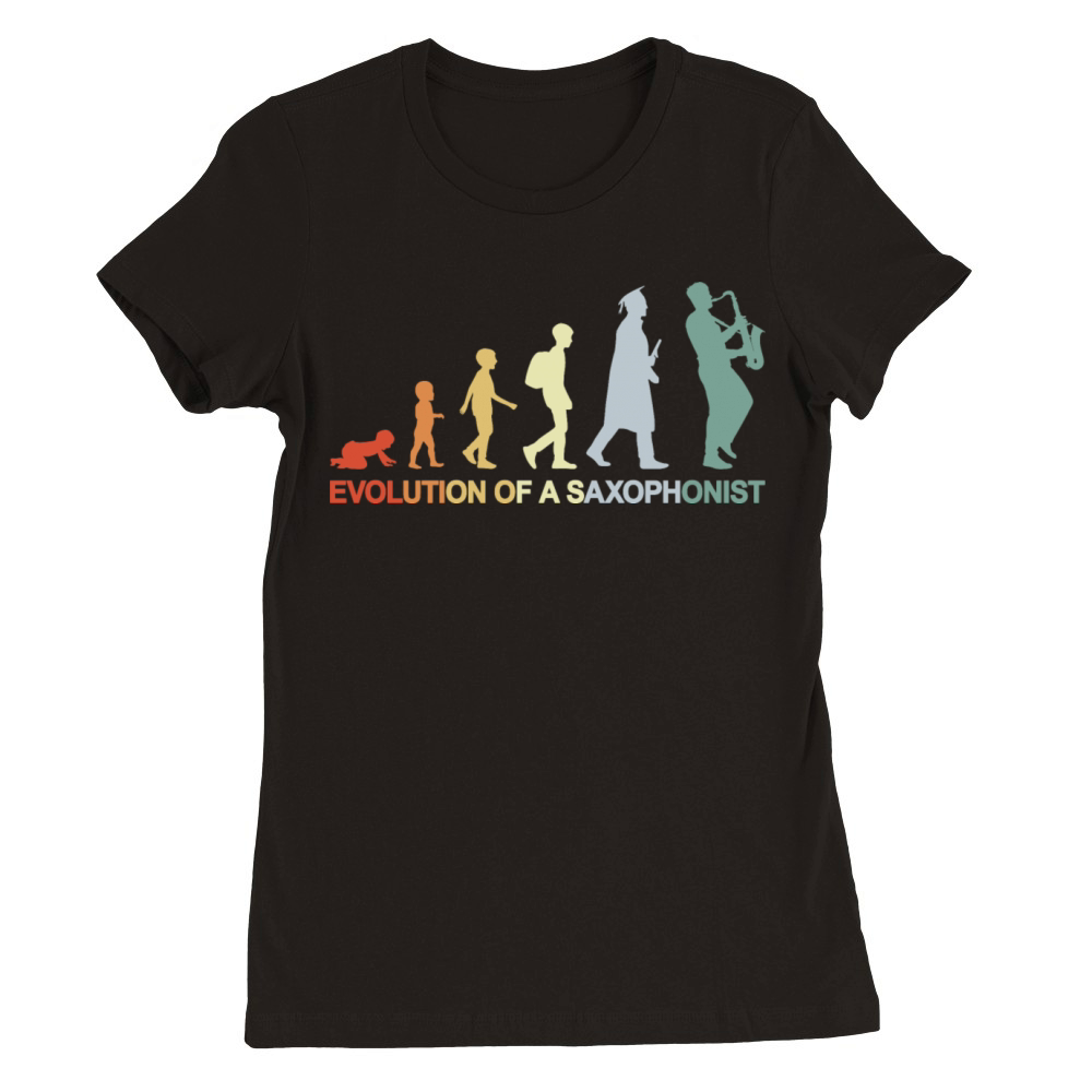 Vintage Saxophonist Evolution Premium Womens Crewneck T-shirt