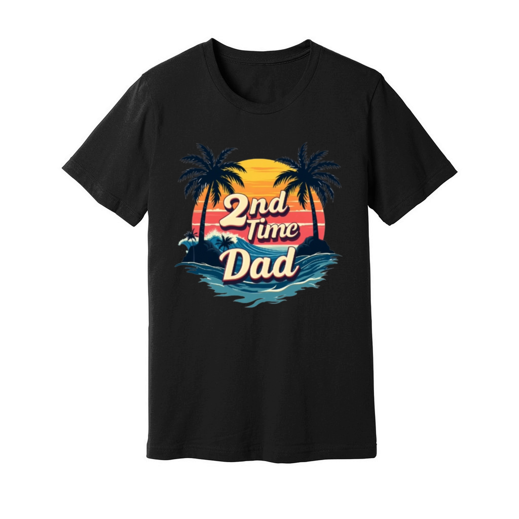 Vintage Retro Sunset 2nd Second Time Dad est 2024 Unisex Jersey Tee
